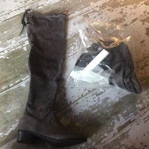 Faux suede tall flat boots in a size 8 1/2